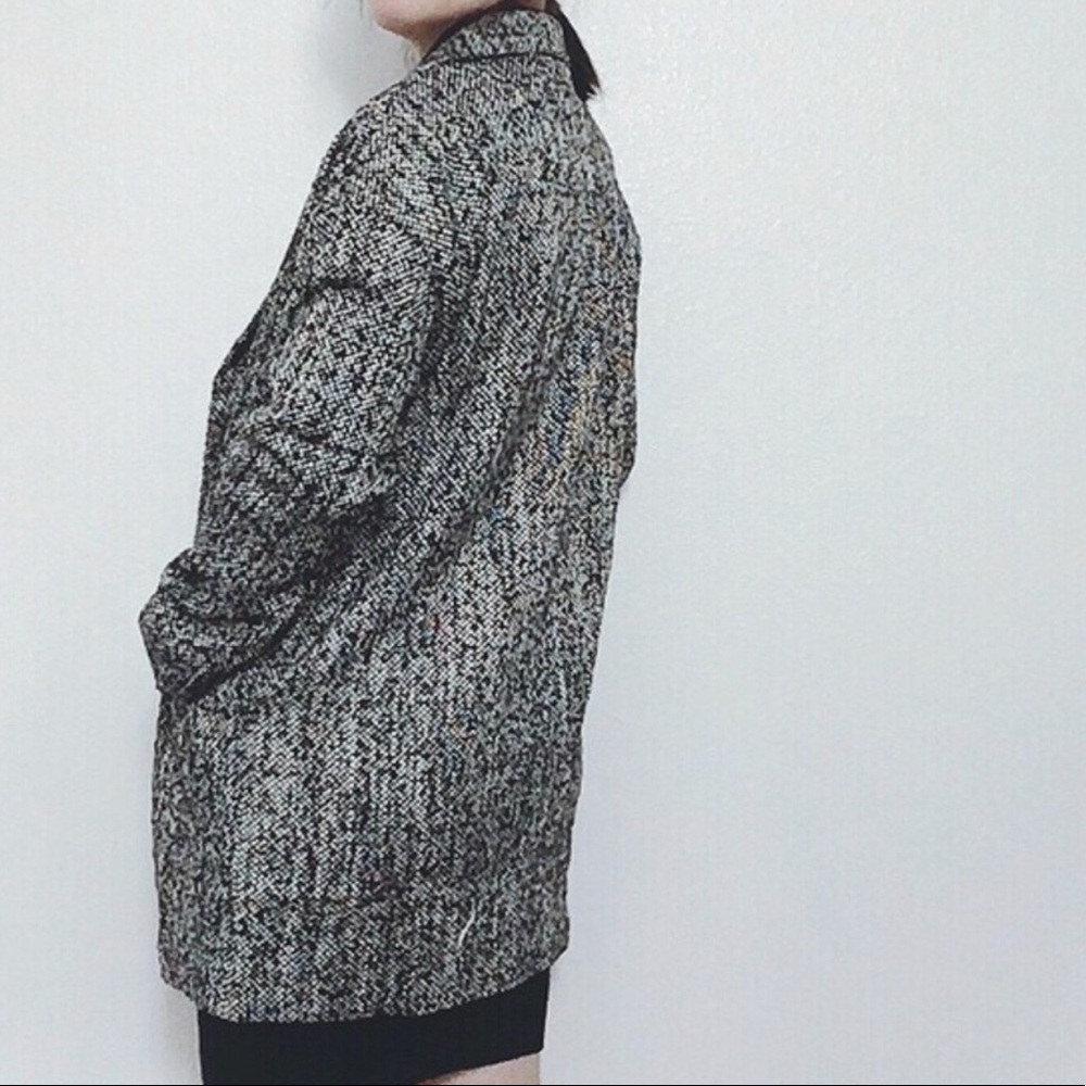NWOT Wool Blend Oversized Blk/Wht Knitting Jacket - Picture 3 of 5